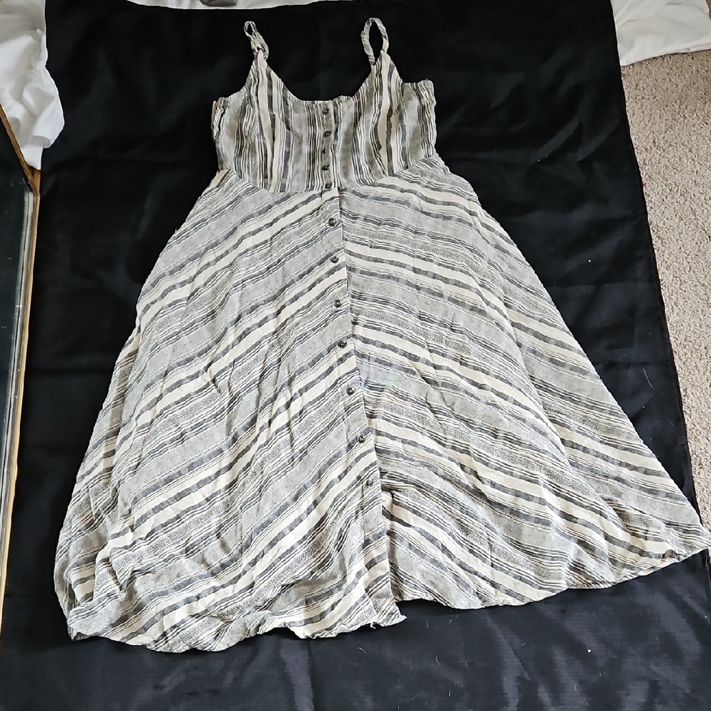 Knot Sisters Monochrome Striped Midi Dress